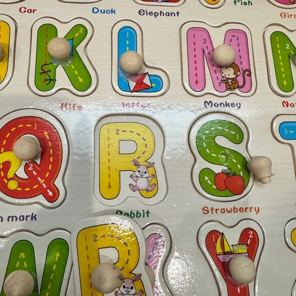 Alphabet Peg Puzzle Board for Kids - Multicolor Toddler Baby